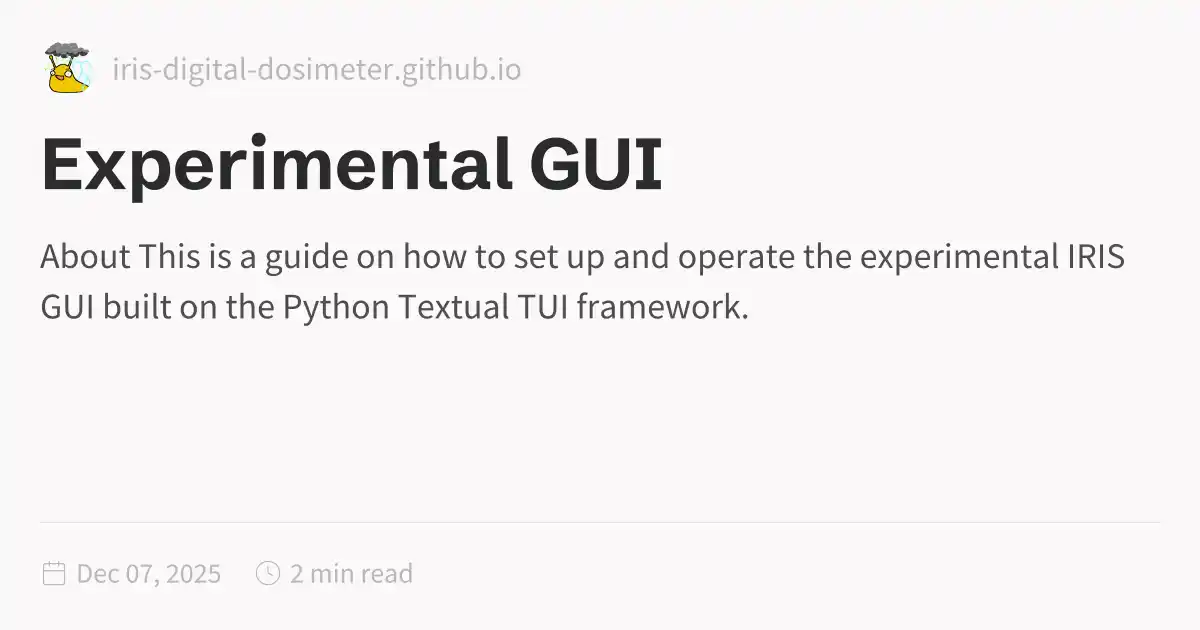 Experimental GUI